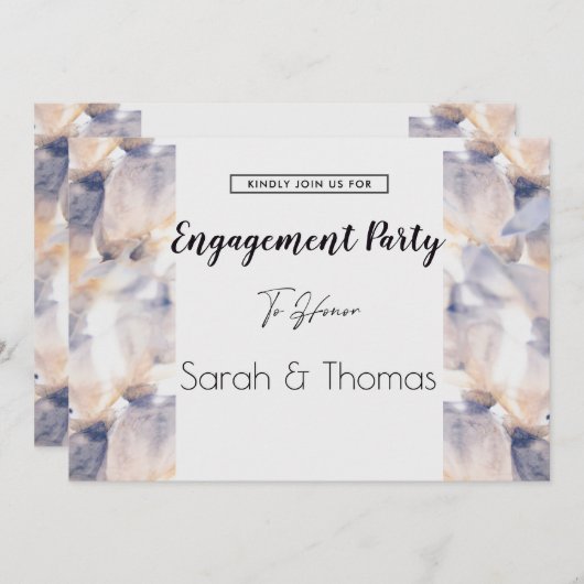 WIT & BLAUW PATELE BLOEMELEGANT VERLOVING KAART (Voorkant / Achterkant)