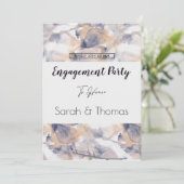 WIT & BLAUW PATELE BLOEMELEGANT VERLOVING KAART (Staand voorkant)