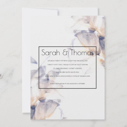 WIT & BLAUW PATELE BLOEMELEGANT VERLOVING KAART (Achterkant)