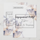 WIT & BLAUW PATELE BLOEMELEGANT VERLOVING KAART (Voorkant / Achterkant)