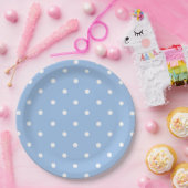 Wit Blauw Polka Dot Paper Bord (Feest)