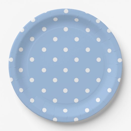 Wit Blauw Polka Dot Paper Bord (Voorkant)
