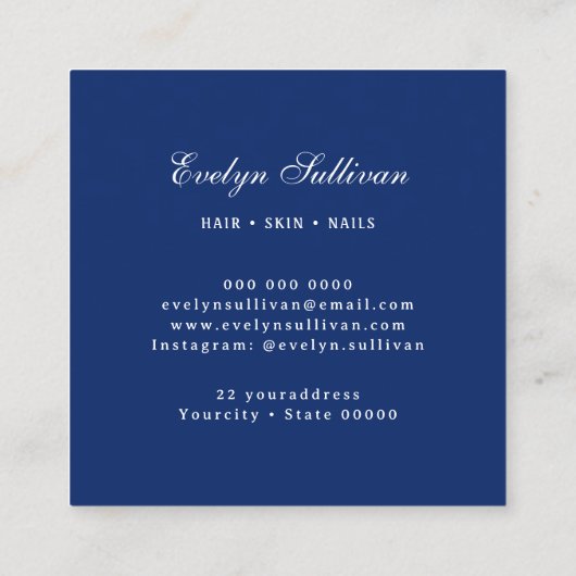 Wit blauw porselein vlinder logo visitekaartje (Achterkant)