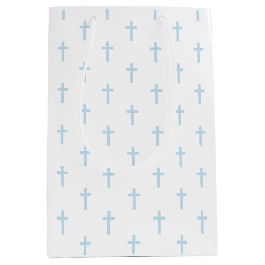 Wit & Blauw Religieus Kruis | Medium Cadeauzakje (Voorkant)