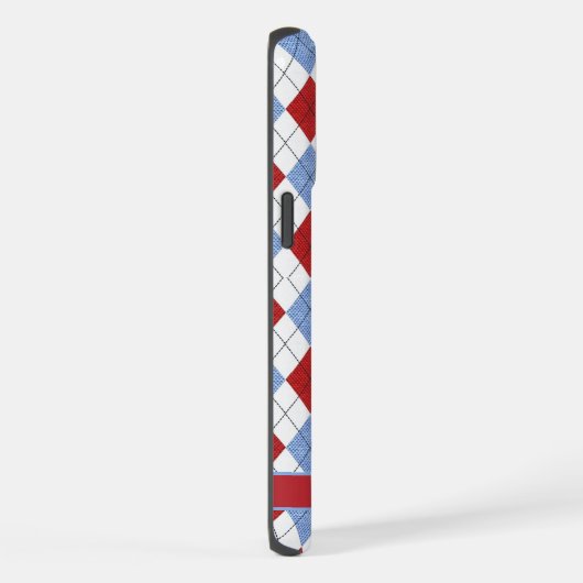 Wit Blauw Rood Argyle Patroon iPhone Hoesje (Rechterkant)