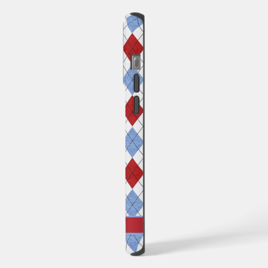  Wit Blauw Rood Argyle Patroon iPhone Hoesje (Linkerkant)