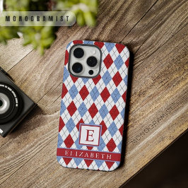 Wit Blauw Rood Argyle Patroon iPhone 15 Pro Max Case