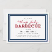 Wit Blauw & Rood Gingham 4 juli Barbecue Kaart (Voorkant)