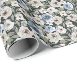 Wit blauw Rozen inpakpapier