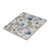 Wit Blauw Rozen Keramische Tegel Tegeltje (Zijkant)