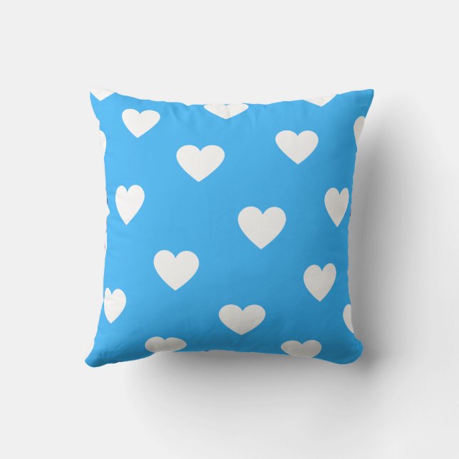 Wit Blauw Schattig Cozy Modern Romantisch Chic Har Kussen (Achterkant)