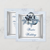 Wit Blauw Sneeuwvlok Blauw Winter Huwelijk Kaart (Voorkant / Achterkant)