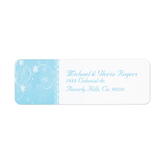 Wit & Blauw Sneeuwvlok Wonderland Etiket (Voorkant)