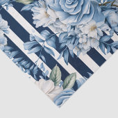 Wit Blauw Strepen Bloemen Vrijgezellenfeest Tissuepapier (Detail)
