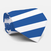 Wit Blauw Strepen Patroon Stropdas (Opgerold)