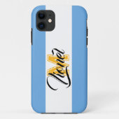 wit & blauw Stripe kleurig Eigen monogram Case-Mate iPhone Case (Achterkant)