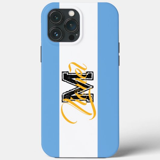 wit & blauw Stripe kleurig Eigen monogram Case-Mate iPhone Case (Achterkant)