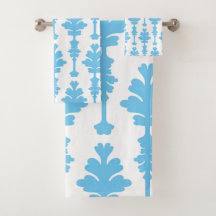Wit & Blauw Turquoise Damast Moderne Glamour