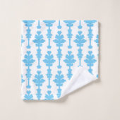 Wit & Blauw Turquoise Damast Moderne Glamour Bad Handdoek (Wasdoekje)