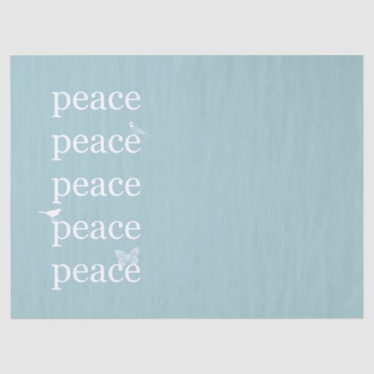 Wit Blauw Vrede inspirerend citaatvogels Tissuepapier (Voorkant)