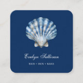 Wit blauw waterverf zeeschelp logo visitekaartje (Voorkant)