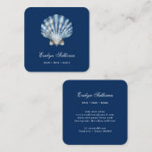 Wit blauw waterverf zeeschelp logo visitekaartje (Voorkant / Achterkant)