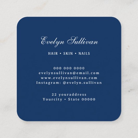 Wit blauw waterverf zeeschelp logo visitekaartje (Achterkant)