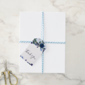 Wit & Blauw Winter Bloemboeket Chic Bruiloft Cadeaulabel (Met Touw)