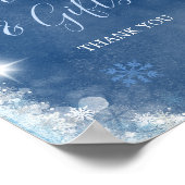 Wit Blauw Winter Sneeuwvlok Bruids Kaarten en gesc Poster (Hoek)