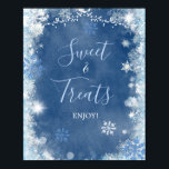 Wit Blauw Winter Sneeuwvlok Bruids Sweet Treats Poster<br><div class="desc">White Blue Snow in Love Snowflake Vrijgezellenfeest Sweet Treats Sign</div>