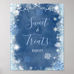 Wit Blauw Winter Sneeuwvlok Bruids Sweet Treats Poster