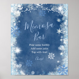 Wit Blauw Winter Sneeuwvlok Douche Mimosa Bar Poster