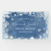 Wit Blauw Winter Sneeuwvlok Vrijgezellenfeest Groo Spandoek (Horizontaal)