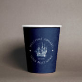 Wit & Blauw Zeilboot Illustratie Papieren Bekers