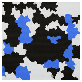 Wit Blauw Zwart Abstract Patroon Stof