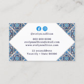 Wit blauw zwart mediterraan tegels visitekaartje (Achterkant)
