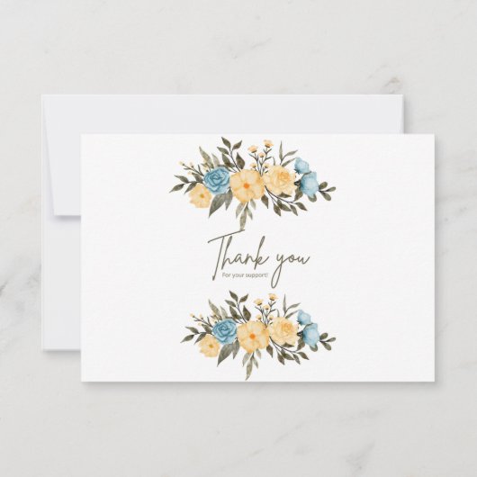 Wit Blauw Zwart Modern Dank u kaart (Achterkant)