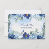 Wit Blauw Zwart Modern Dank u kaart (Achterkant)