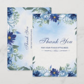 Wit Blauw Zwart Modern Dank u kaart (Voorkant / Achterkant)