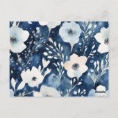 Wit Blauwe Bloemen Minimale Vrijgezellenfeesten Ka Briefkaart (Achterkant)
