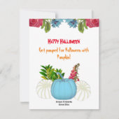 Wit Blauwe Herfst Pompoen Waterverf Bloemengroen (Voorkant)