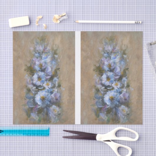 Wit /Blauwe Madeliefjes DBL Tissuepapier (Craft)