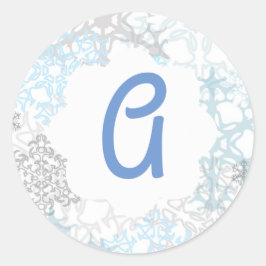 Wit/Blauwe Sneeuwvlokken - Cirkelsticker Ronde Sticker