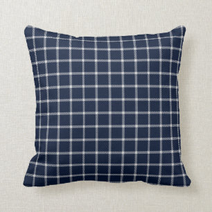 Wit blauwe tartan geruite landelijke villa kussen