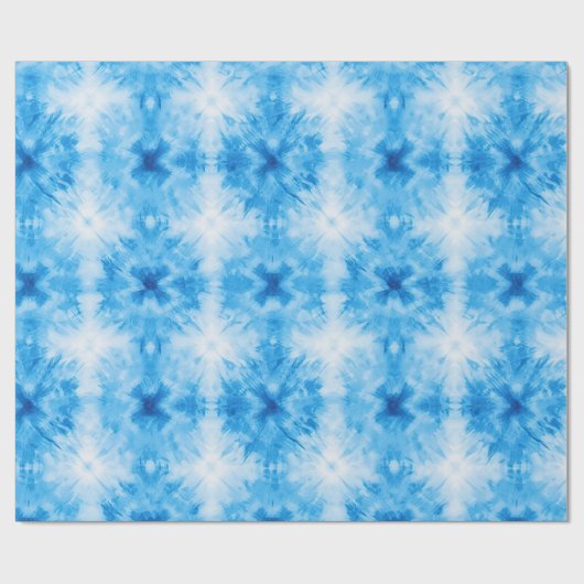 Wit Blauwe Tie Dye Cadeaupapier (Vlak)