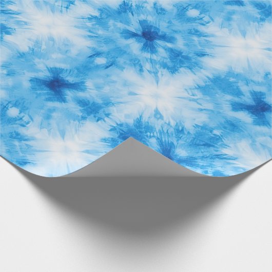 Wit Blauwe Tie Dye Cadeaupapier (Hoek)
