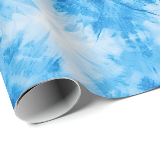 Wit Blauwe Tie Dye Cadeaupapier (Rol Hoek)
