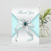 Wit Blauwgroen Blauw Dank u kaart (Staand voorkant)