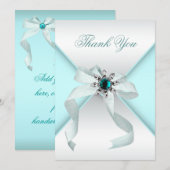 Wit Blauwgroen Blauw Dank u kaart (Voorkant / Achterkant)