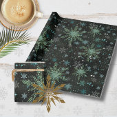 Wit Blauwgroen Blauw Sneeuwvlokken Zwart Inpakpapi Cadeaupapier